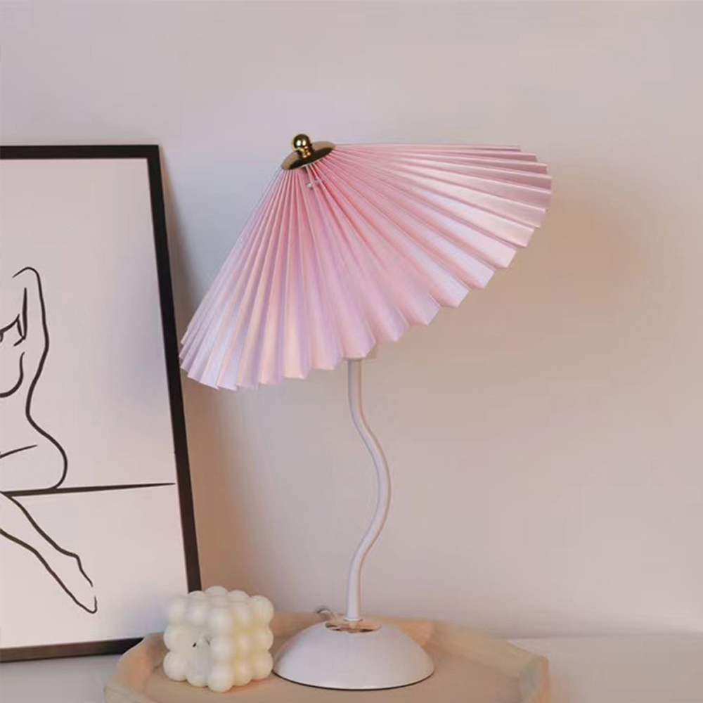 Nordic Simple Fabric Table Lamp Household Pleated Night Light