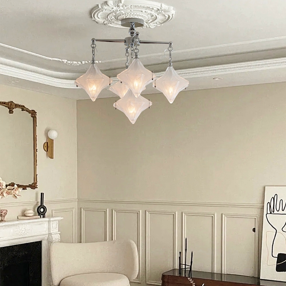 French-Style Murano Retro Star Glass Chandelier