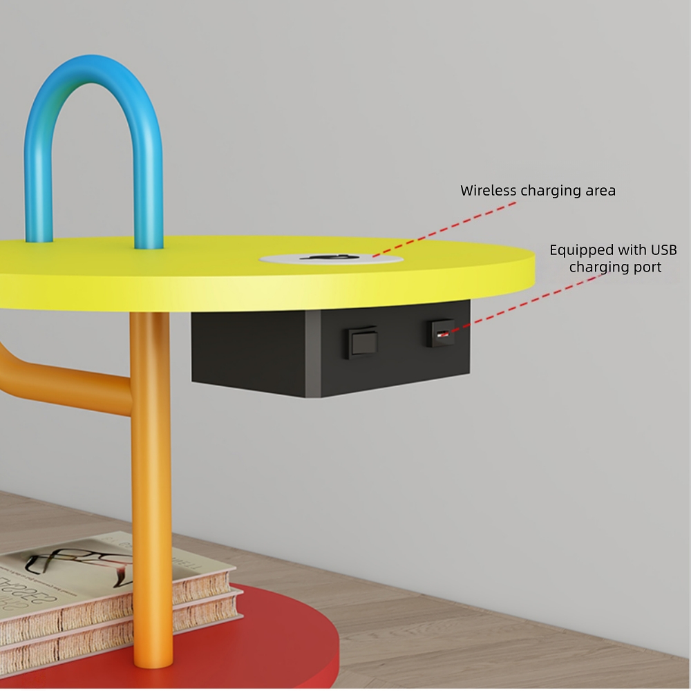 Modern Iron & Marble Floor Lamp with Integrated Storage Rack - Kids Room/Study