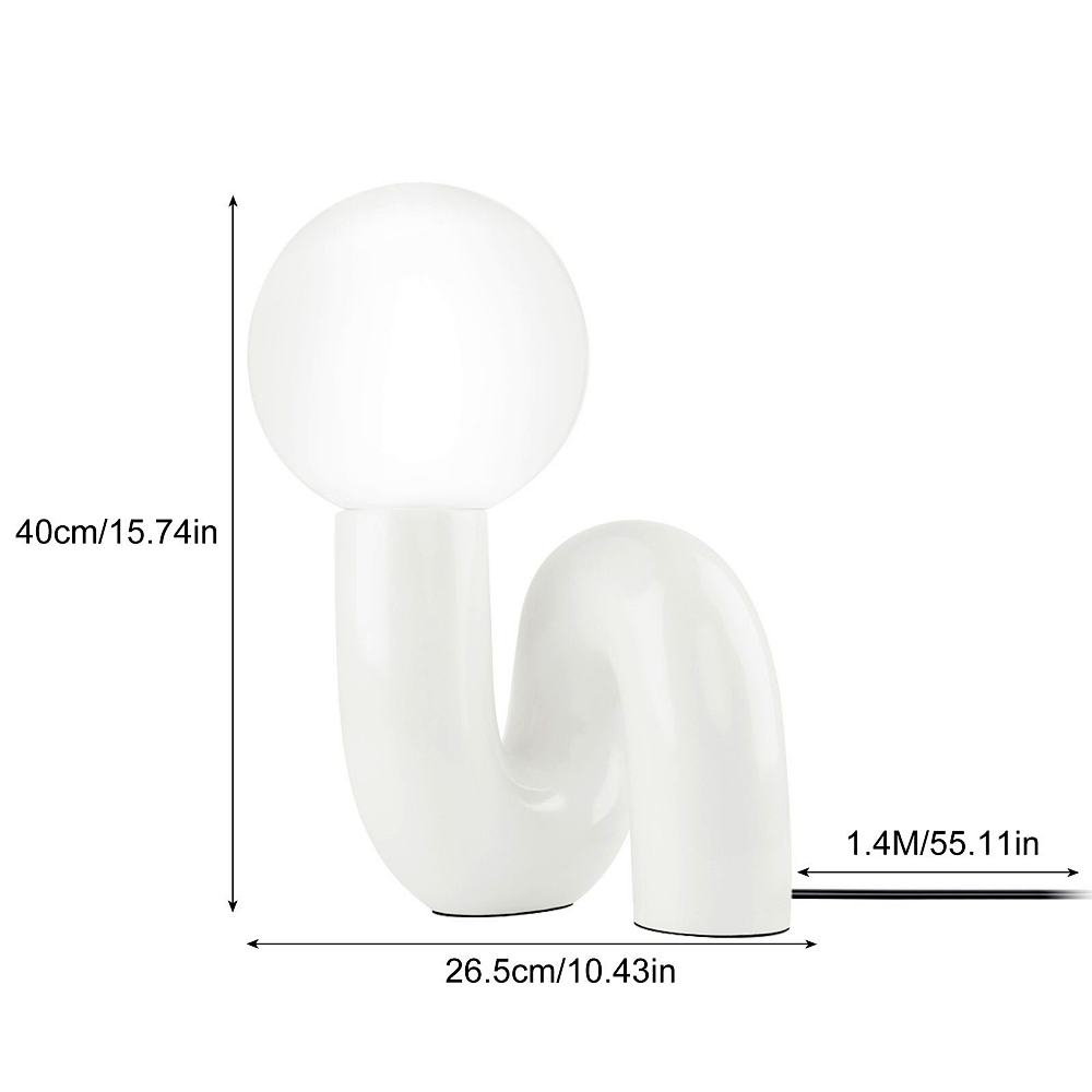 Postmodern Loop Resin Table Lamp With Frosted Glass Globe