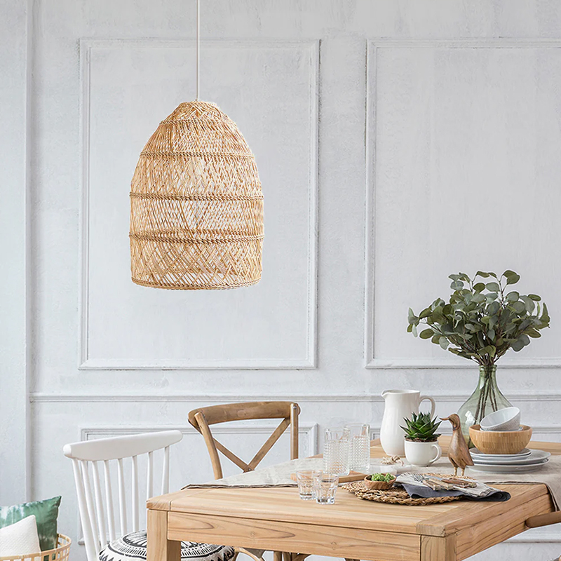 Basket Rattan Woven Lantern Chandelier Pendant Lamp Shade