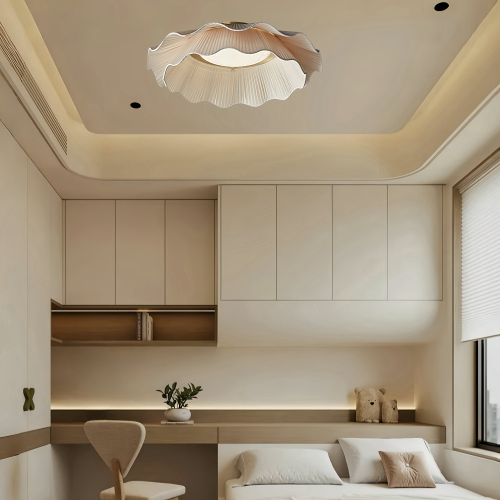 Double Layers Fabric LED White Dining Room Pendant Light