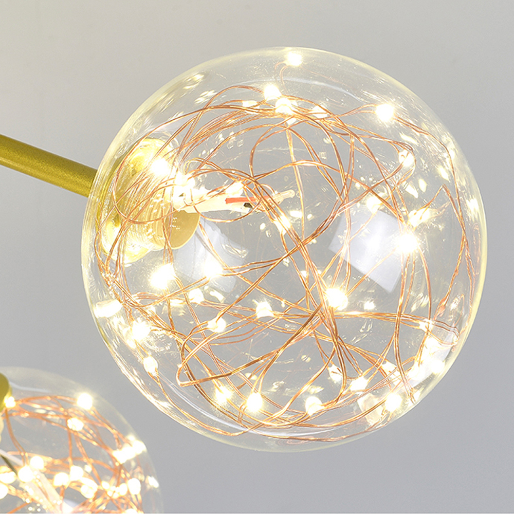 Nordic luxury star string chandelier glass bubble pendant lighting living room glass ball lamps