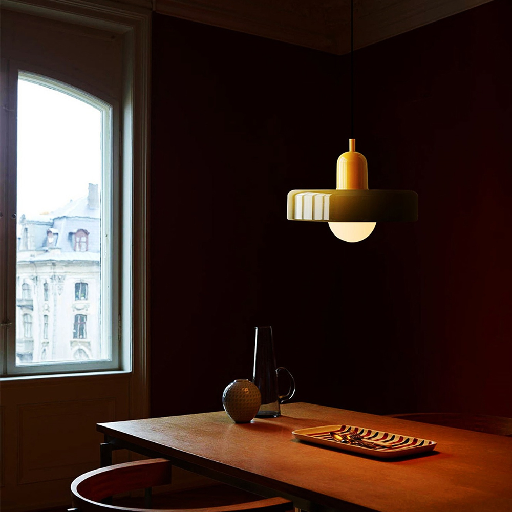 Mid-Century Modern Glass Pendant Light Memphis Dining Room Green Chandelier