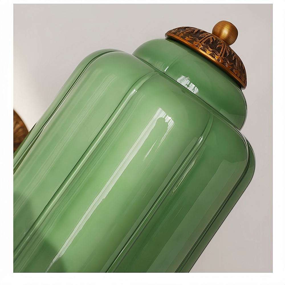 French Retro Copper Glass Wall Lamp Aisle Cream Style Light Fixture