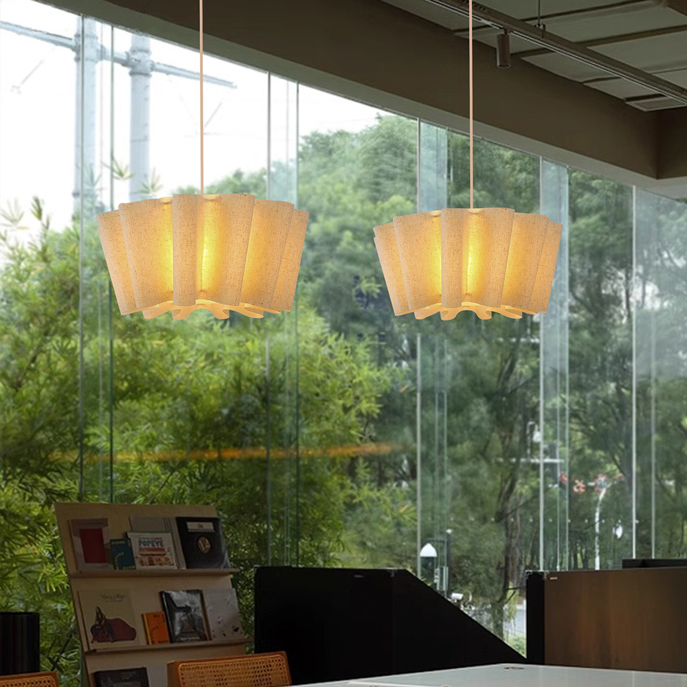 Mid-Century Living Room Fabric Pendant Light Japanese Retro Designer Lamp