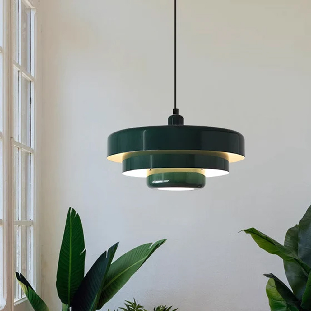 Classic Orange Metal Pendant Light Mid-Century Modern Green Bauhaus Mini Chandelier