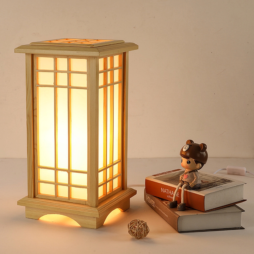 Japanese Floor Lamp Wood Tatami Table Lamp For Bedroom