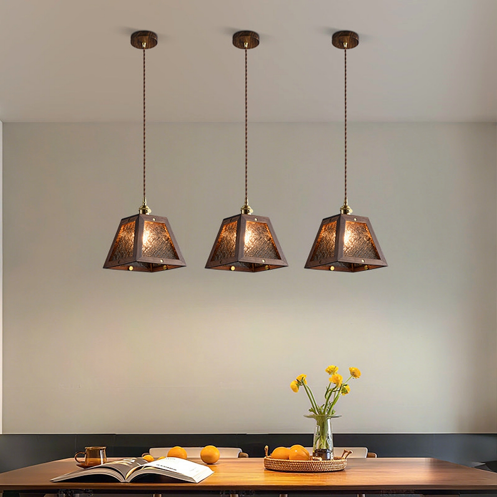 Vintage Etched Glass Pendant Lamp Cozy Bedroom Bedside Lighting