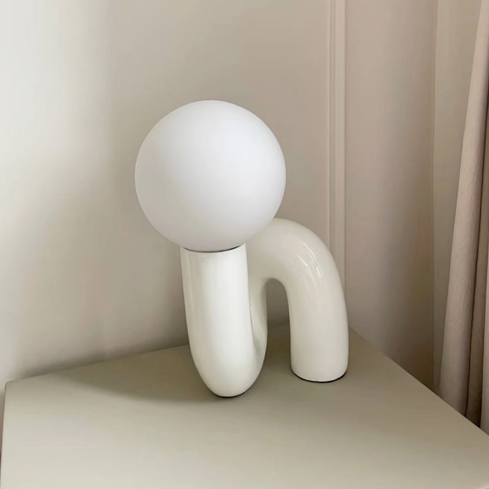 Postmodern Loop Resin Table Lamp With Frosted Glass Globe