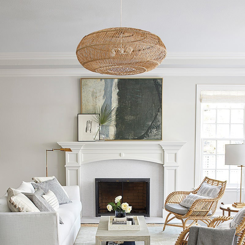 Basket Rattan Woven Lantern Chandelier Pendant Lamp Shade