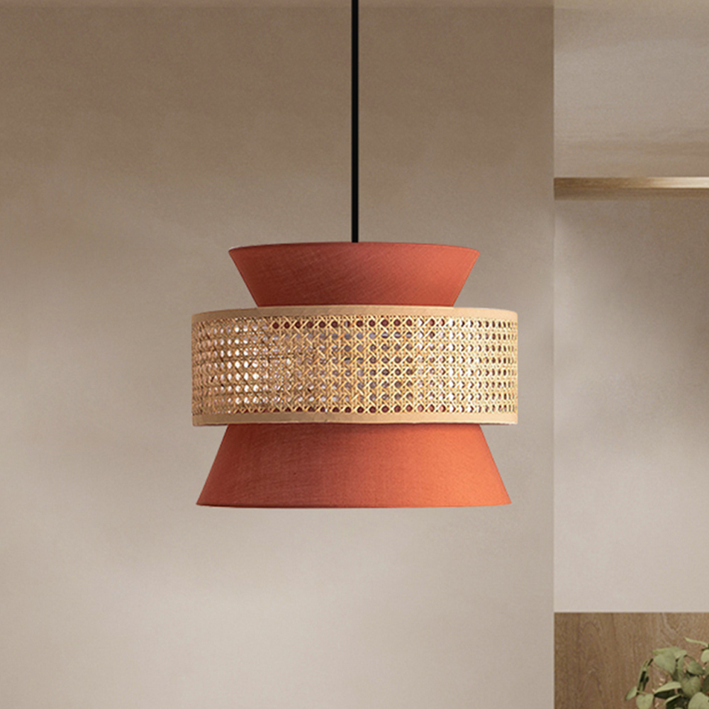 Hand-Woven Home Decor Rattan Tiered Chandelier Red, Blue Modern Wicker Light Pendant