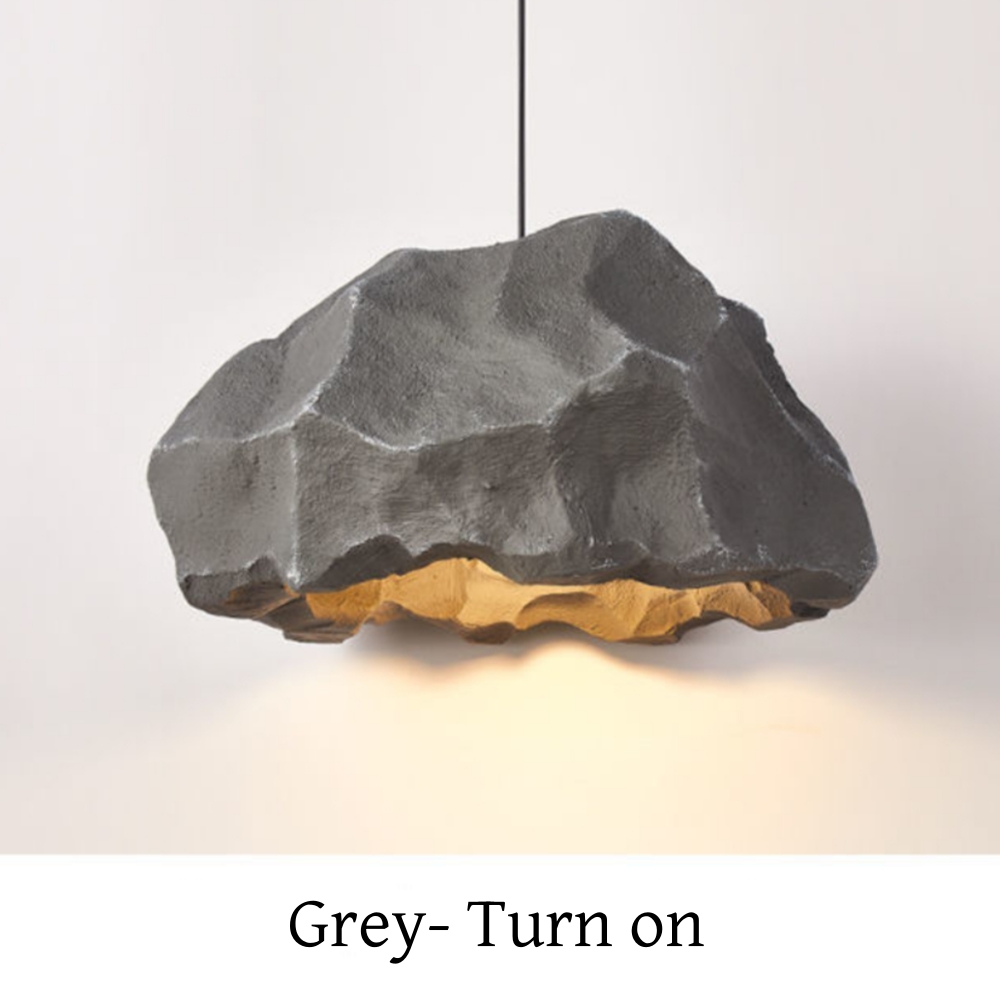 Wabi-sabi retro style imitation micro-cement irregular rock chandelier