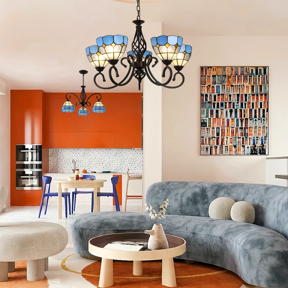 Mediterranean Style European Colored Glass Chandelier