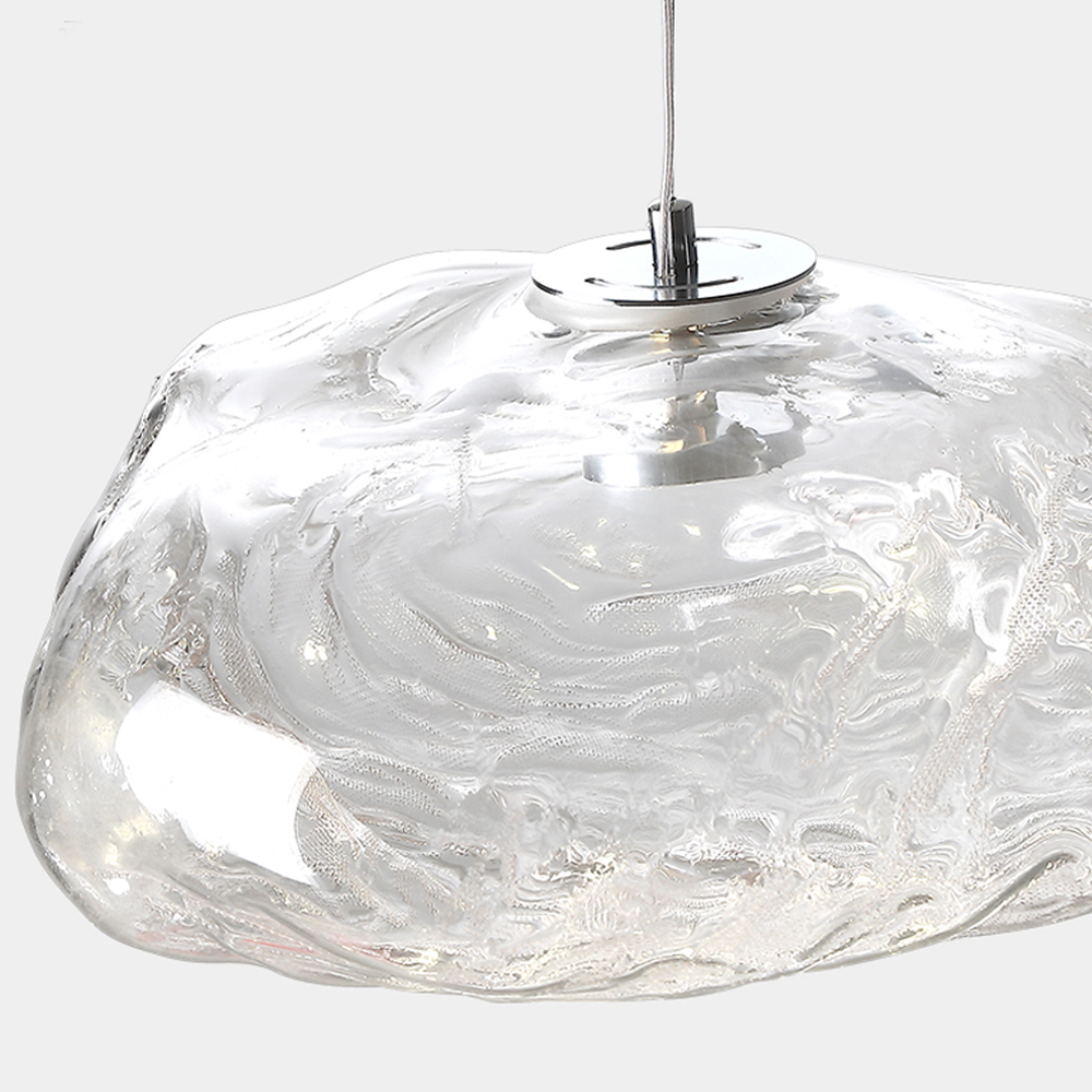 Large space loft staircase chandelier hotel lobby cloud glass long hanging chandelier duplex apartment pendant light