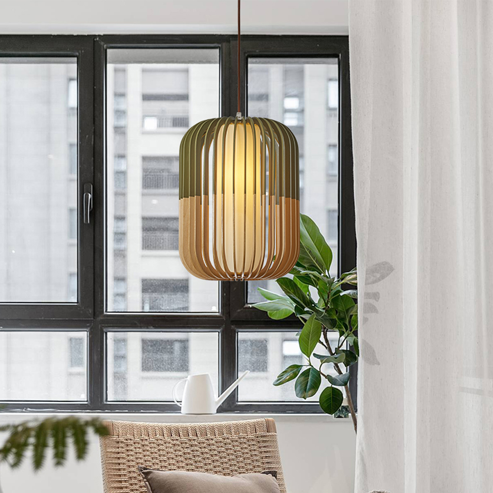 Pumpkin shaped Wooden Chandelier Handmade Nordic Hanging Lamp