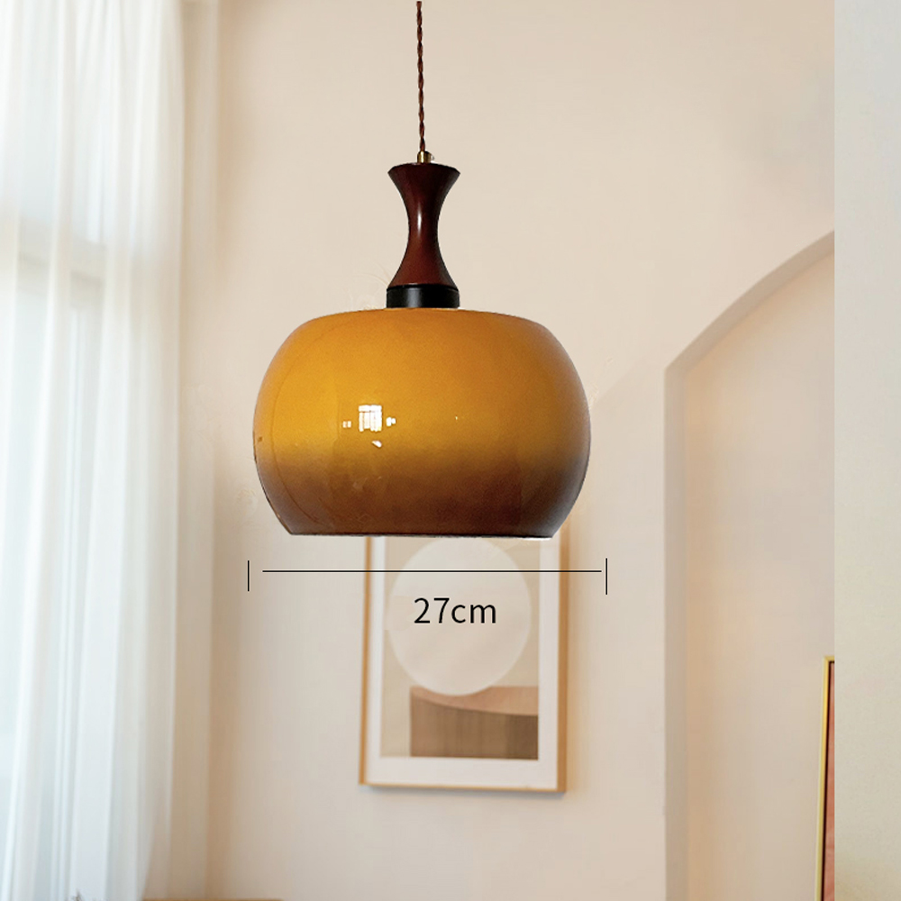 Medieval Vintage Glass Chandelier Bauhaus Restaurant Wooden Pendant Light