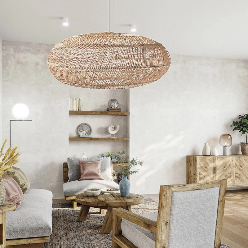 Basket Rattan Woven Lantern Chandelier Pendant Lamp Shade