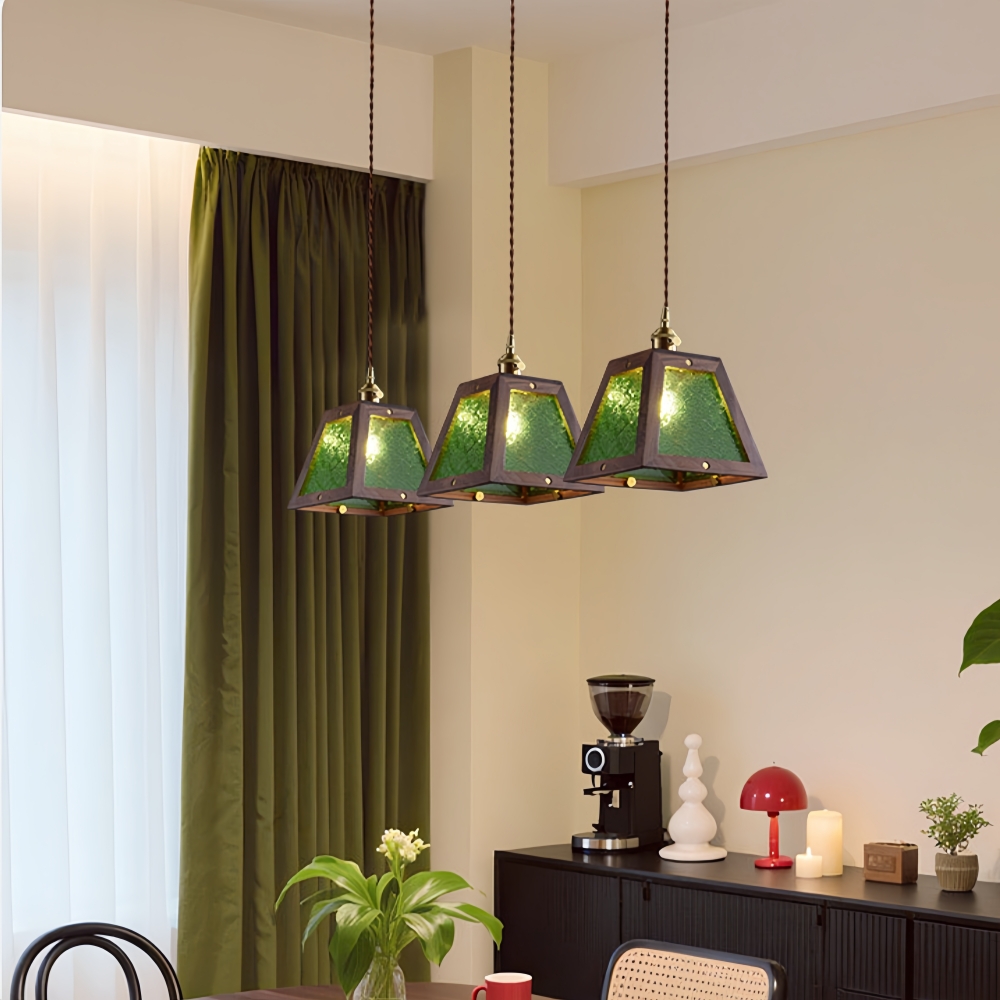 Vintage Etched Glass Pendant Lamp Cozy Bedroom Bedside Lighting