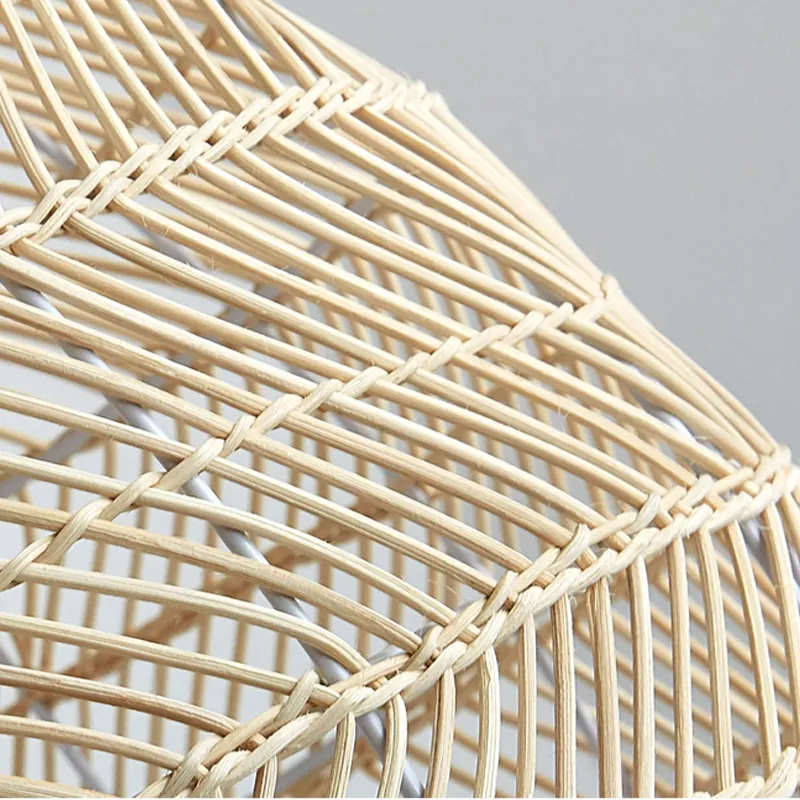 Bohemia Natural Rattan Woven Pendant Light Tatami Black Hanging Lamp Coastal Design