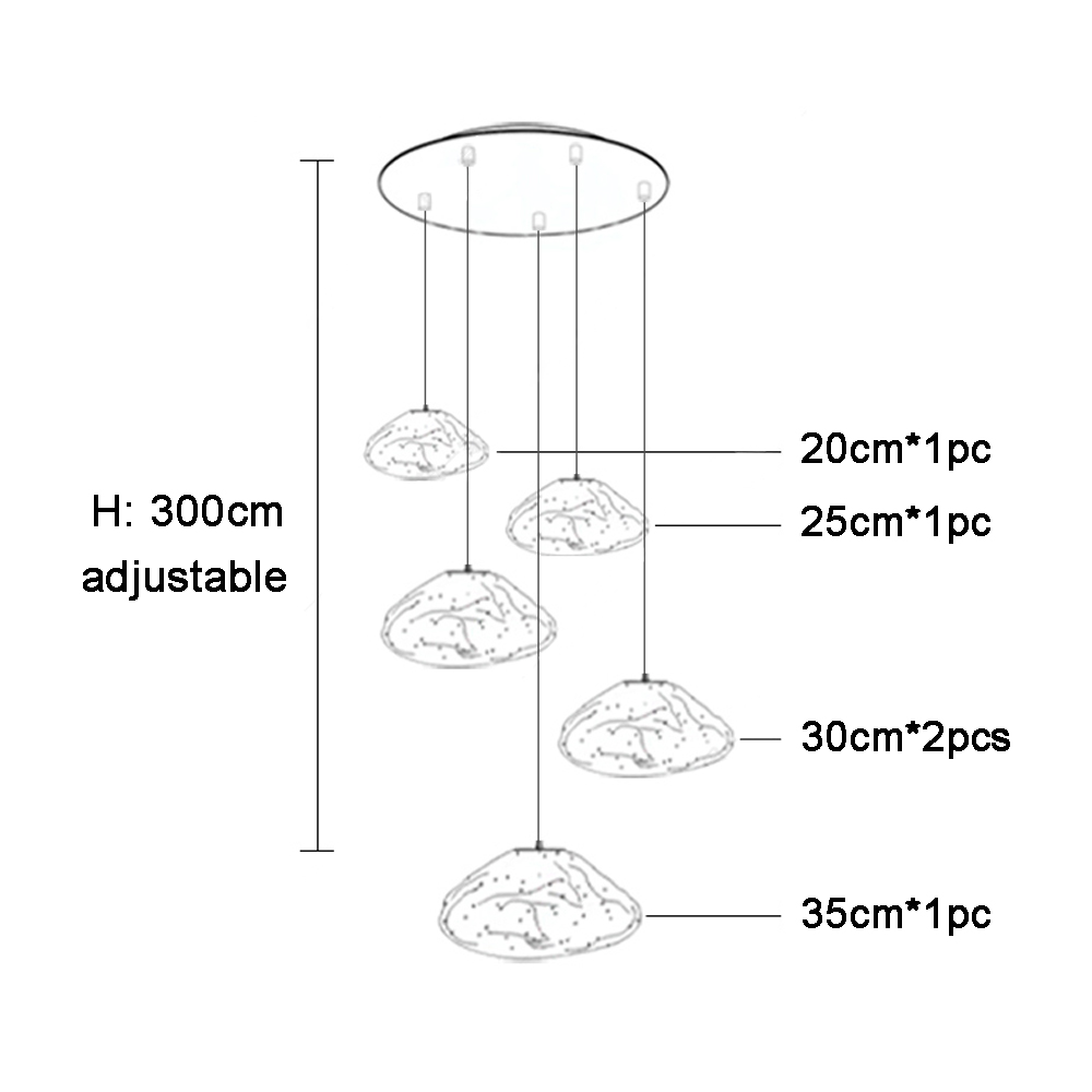 Large space loft staircase chandelier hotel lobby cloud glass long hanging chandelier duplex apartment pendant light