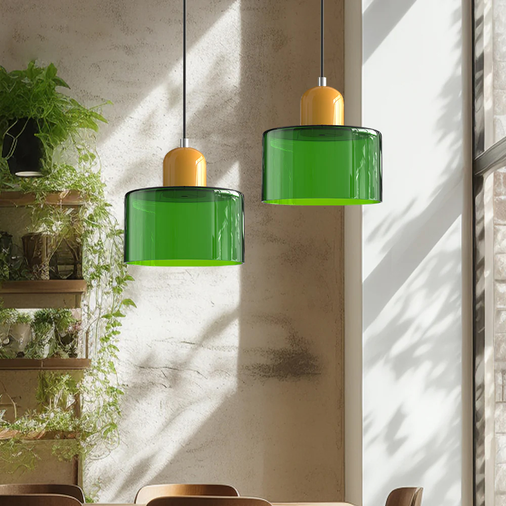 Bauhaus Small Glass Pendant Light Colorful Mini Chandeliers