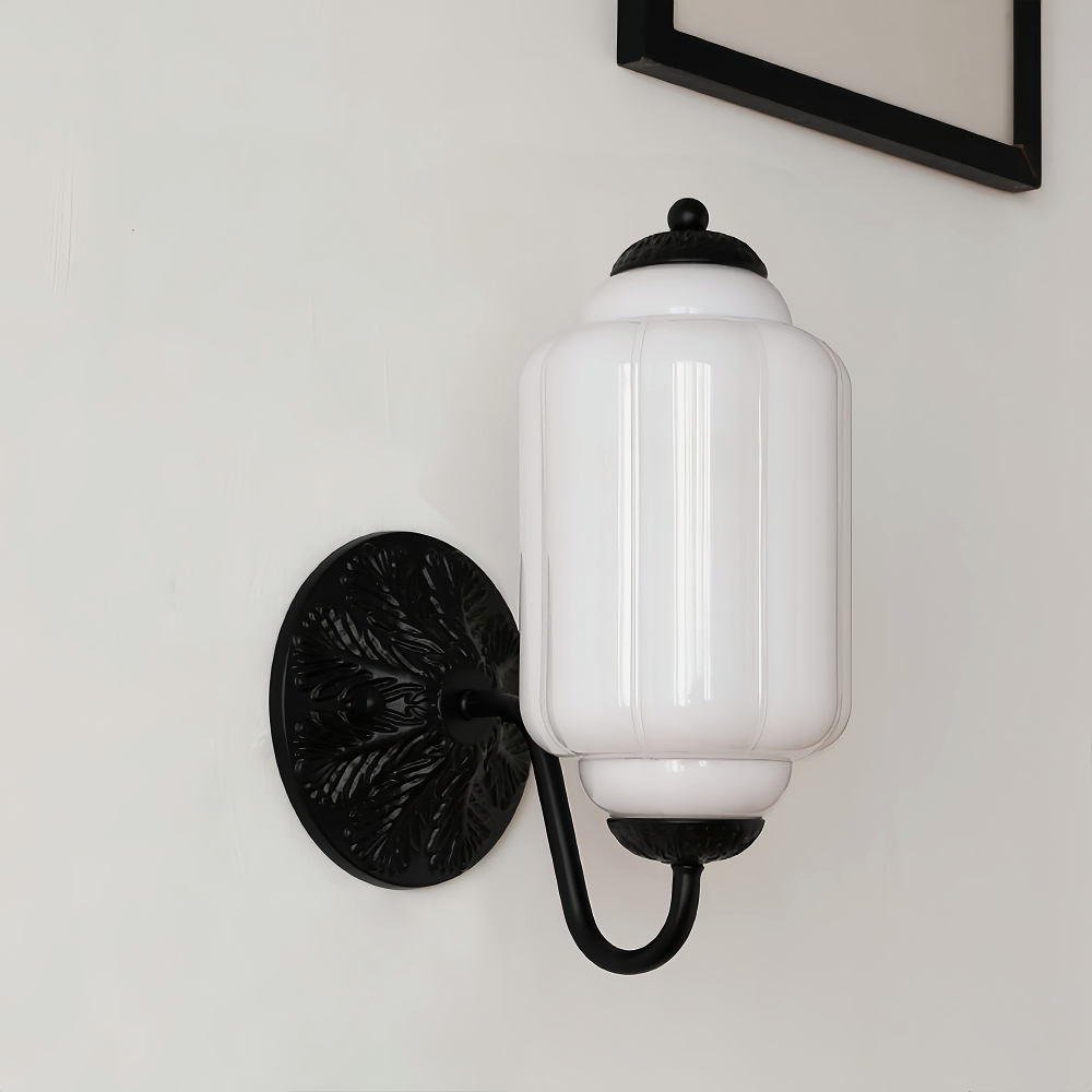 French Retro Copper Glass Wall Lamp Aisle Cream Style Light Fixture