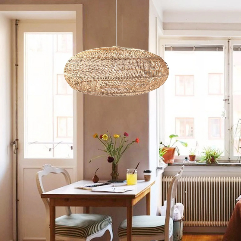 Basket Rattan Woven Lantern Chandelier Pendant Lamp Shade