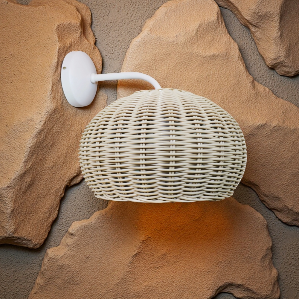 Woven Rattan Waterproof Outdoor Wall Lamp For Courtyard