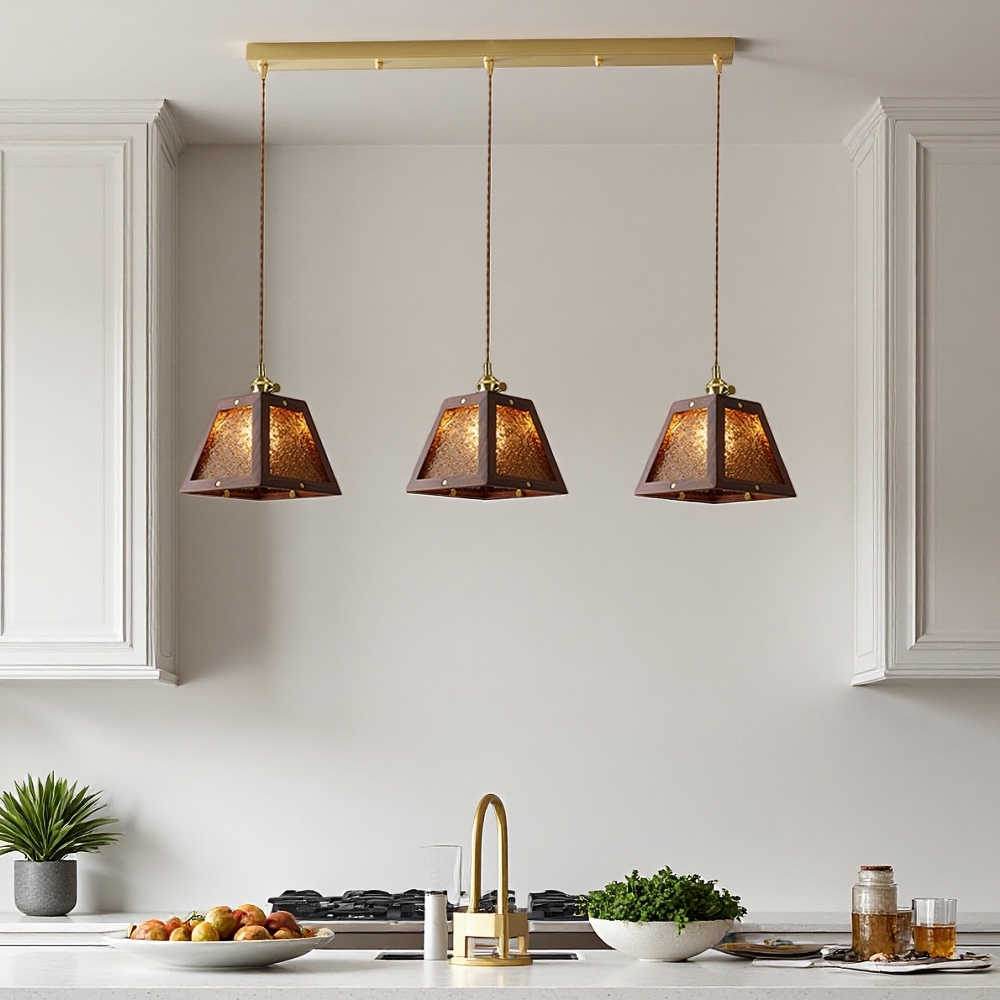 Vintage Etched Glass Pendant Lamp Cozy Bedroom Bedside Lighting