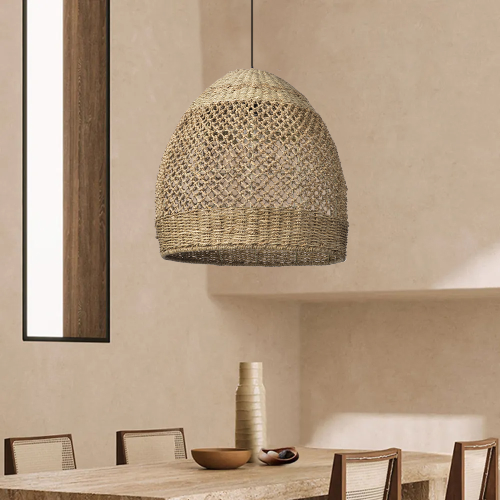 Natural Seagrass Lampshade Rattan Pendant Light Handmade Lamp Fixture