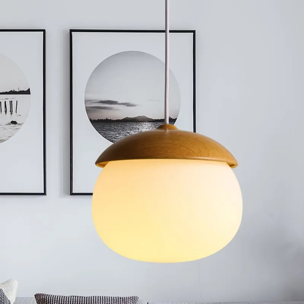 Creative imitation wood grain nut glass chandelier