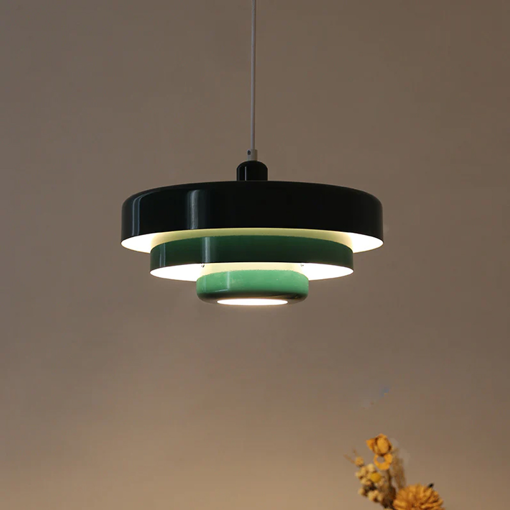 Classic Orange Metal Pendant Light Mid-Century Modern Green Bauhaus Mini Chandelier
