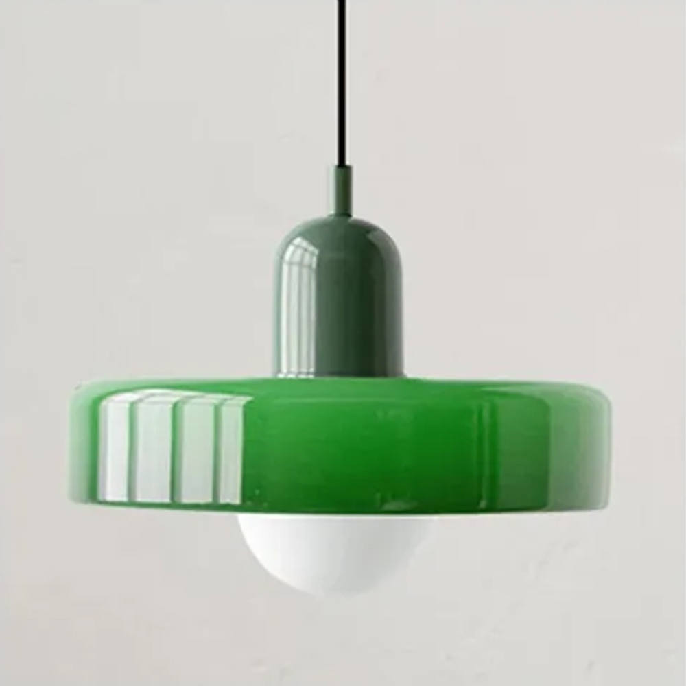 Mid-Century Modern Glass Pendant Light Memphis Dining Room Green Chandelier