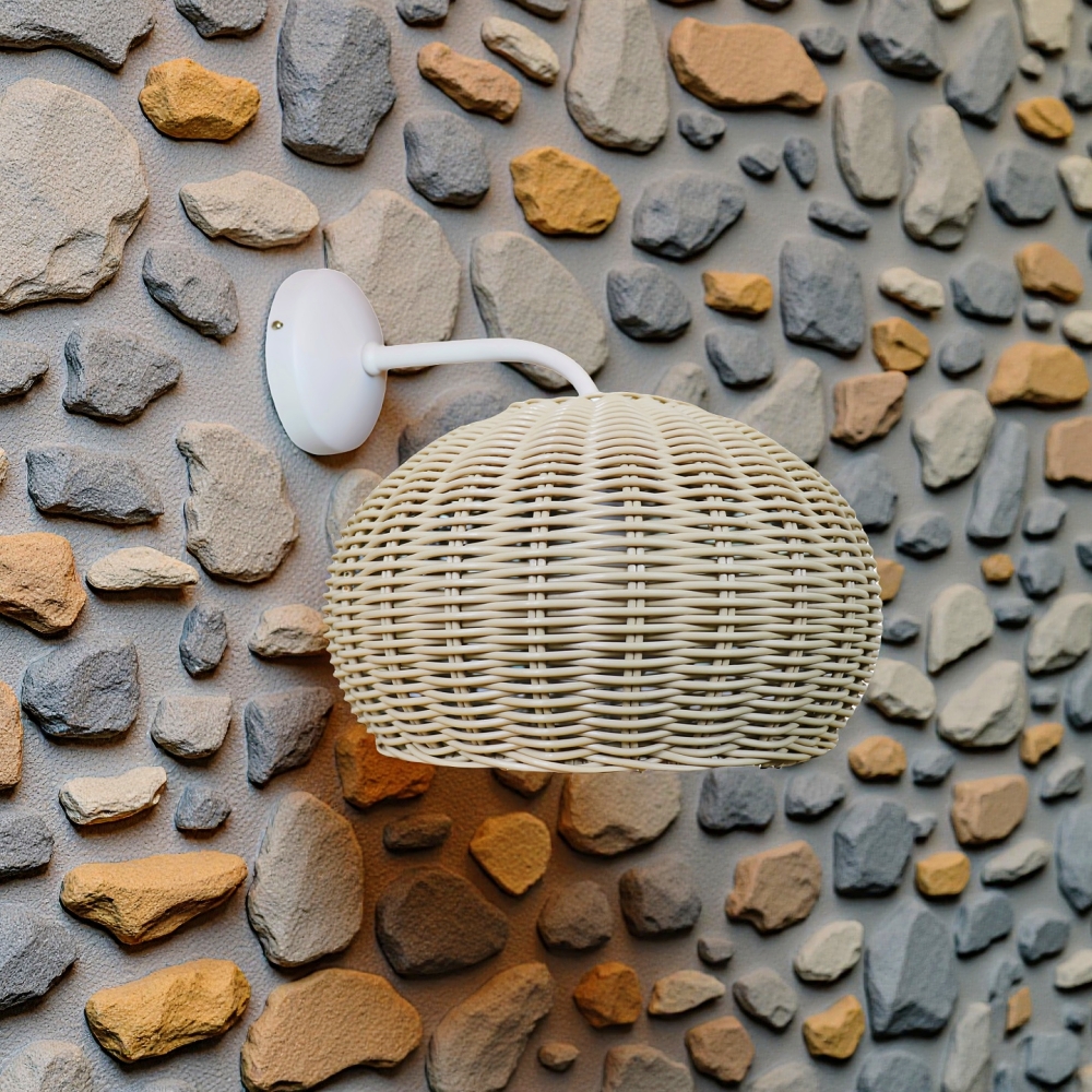 Woven Rattan Waterproof Outdoor Wall Lamp For Courtyard