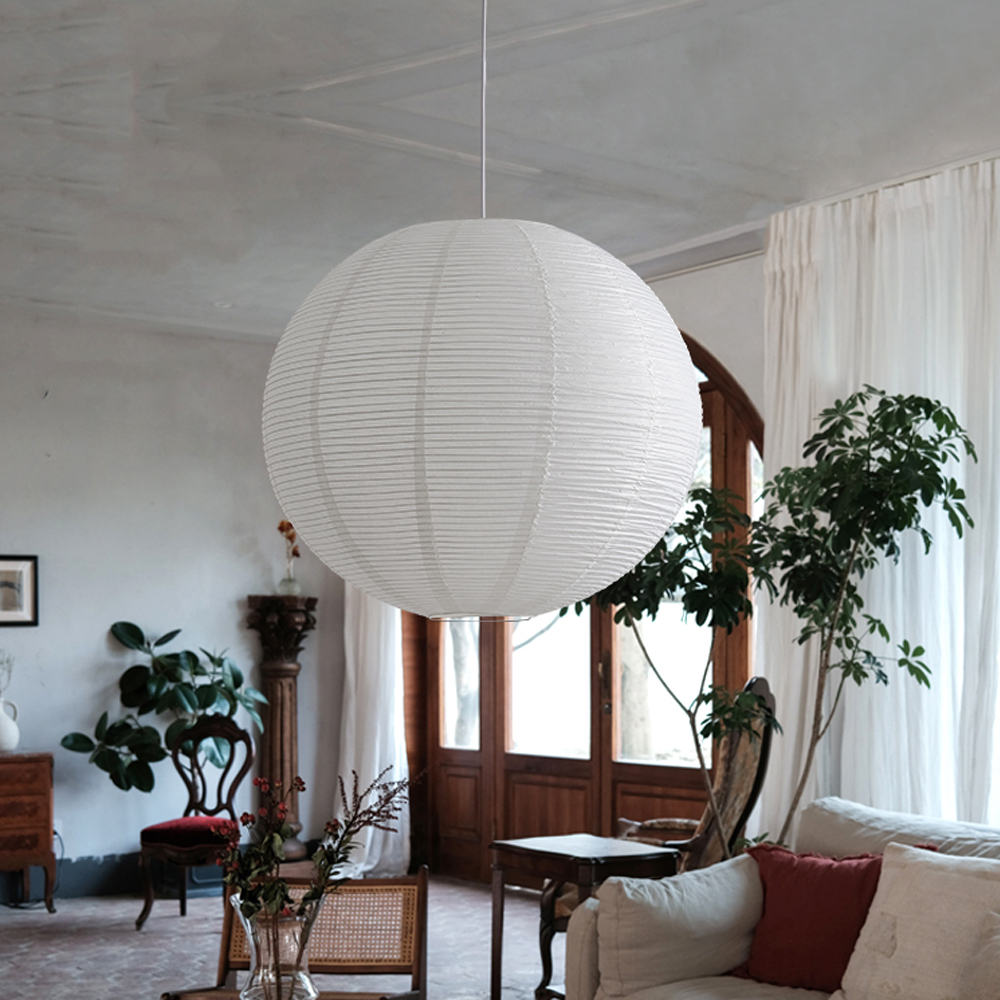 Japanese Simple Wabi-Sabi Ball Chandelier Inspired Paper Hanging Lamp