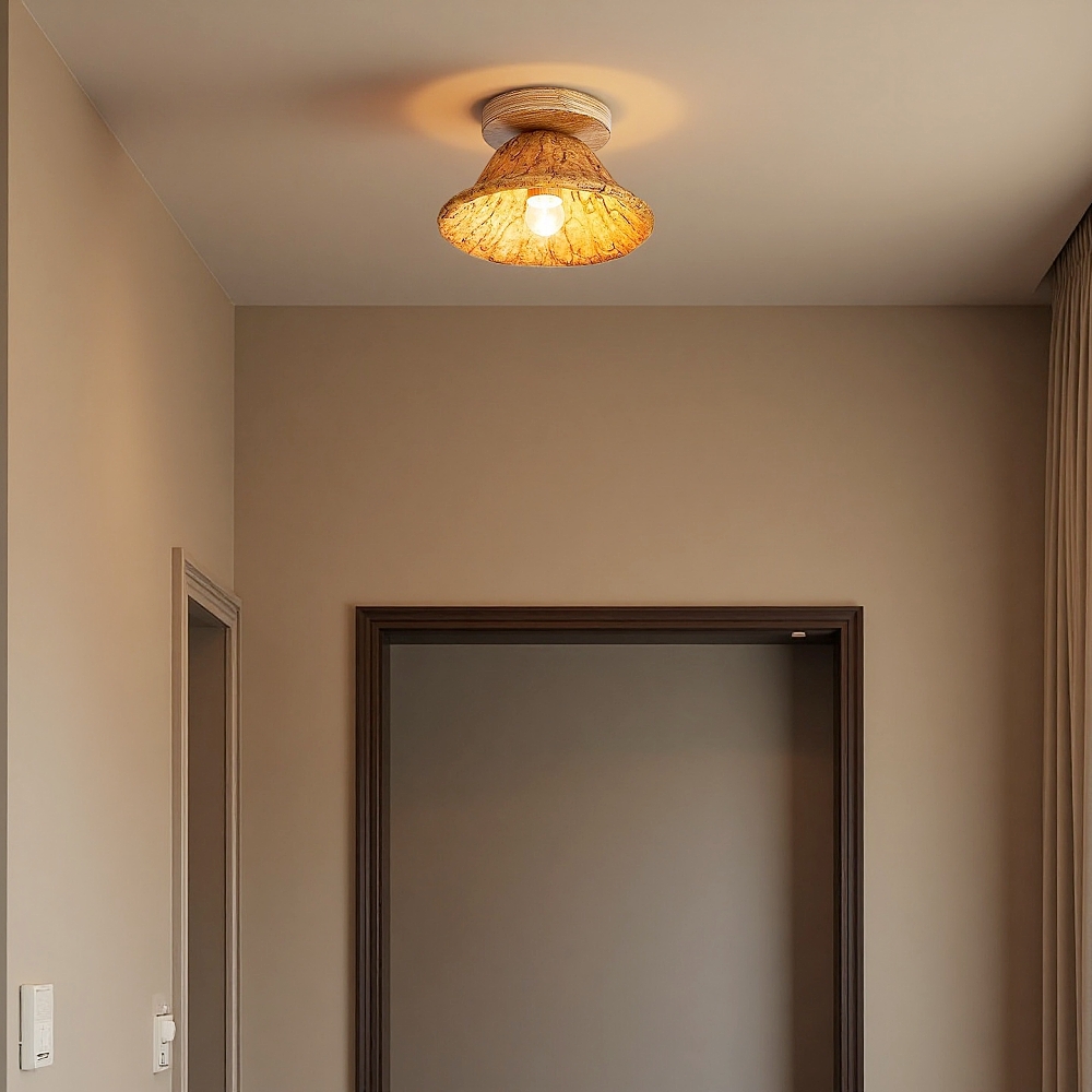 Retro Art Resin Ruffle Brown Ceiling Light