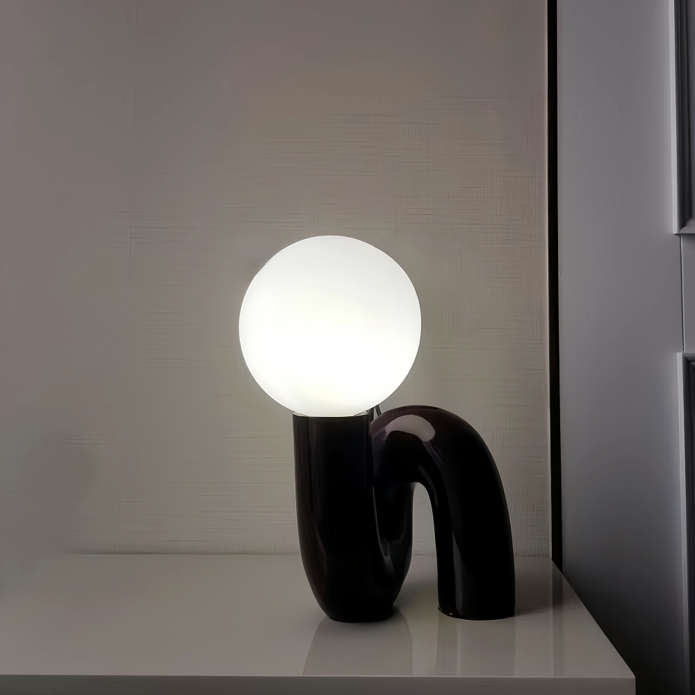 Postmodern Loop Resin Table Lamp With Frosted Glass Globe