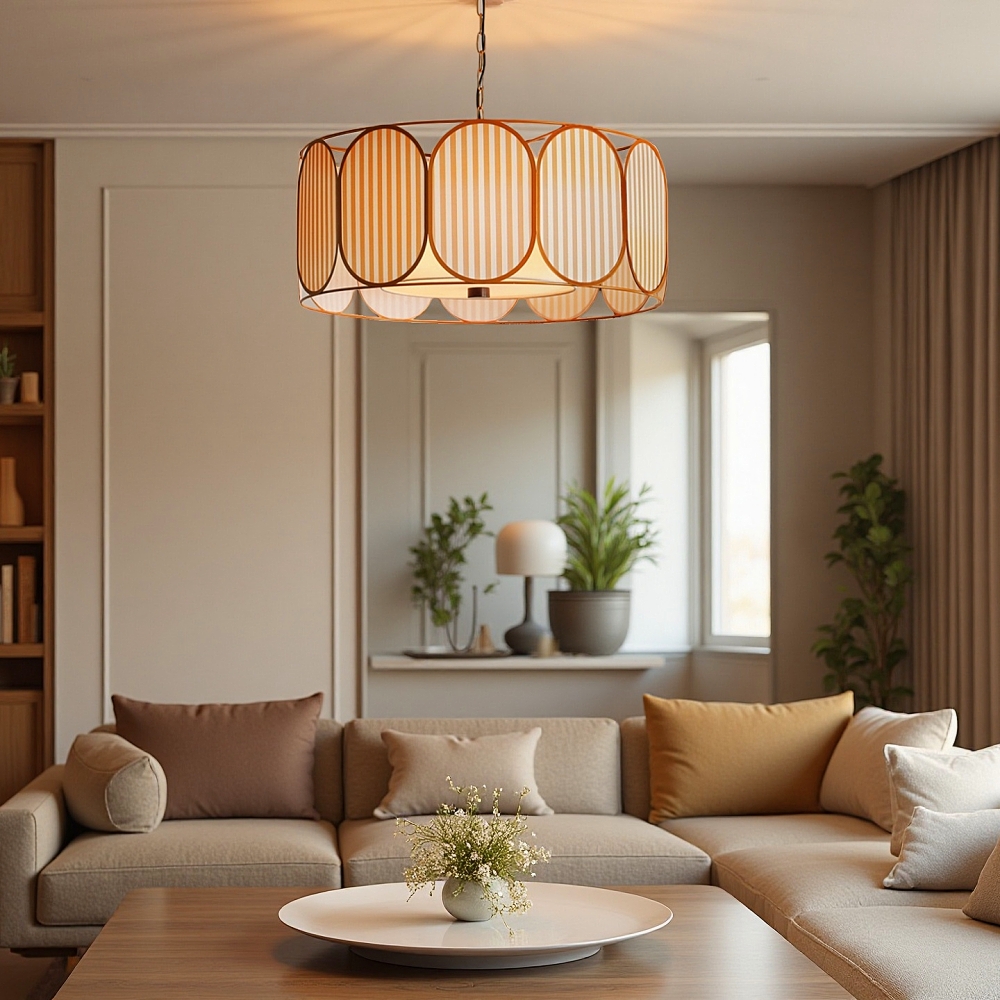 French Vintage Floral Fabric Pendant Light