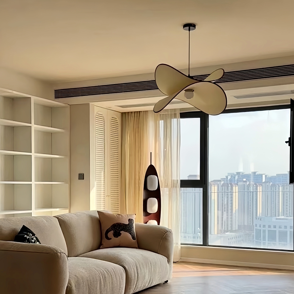 Japanese Wabi Sabi Style Bedroom Creative Potato Chip Shaped Fabric Pendant Light