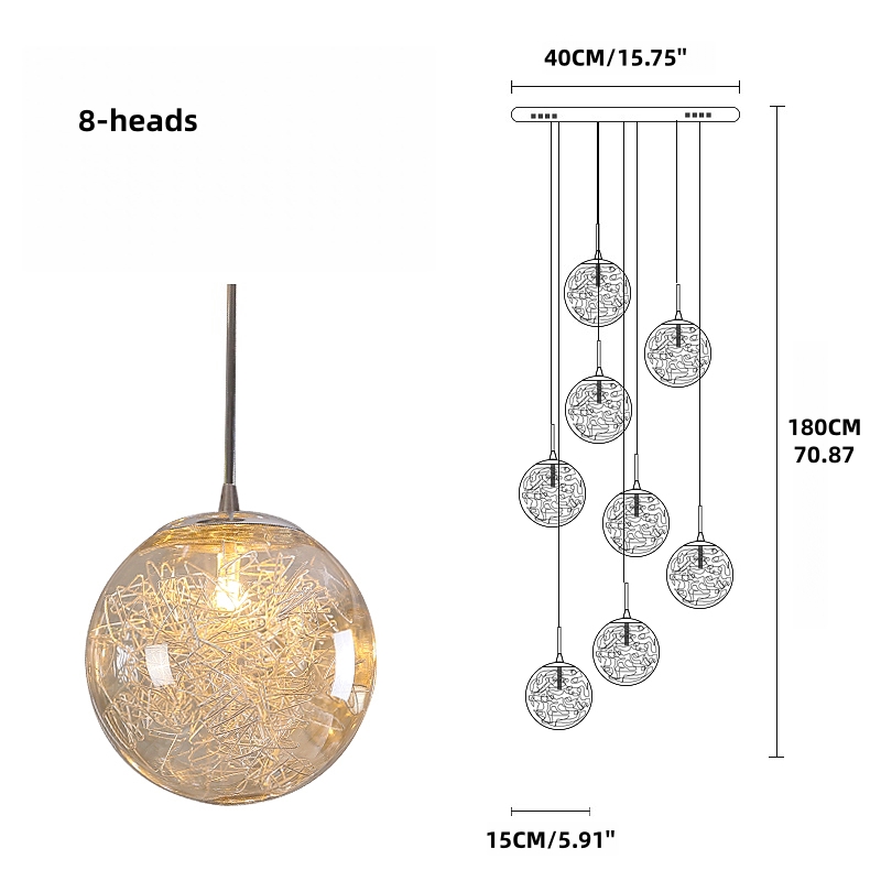 Villa Hollow Staircase Long Chandelier Modern Grand Foyer Lighting