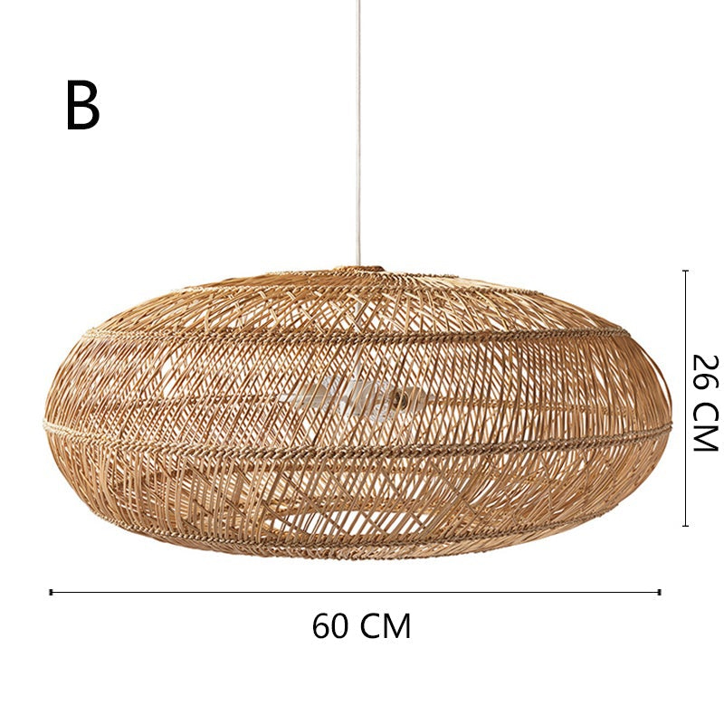 Basket Rattan Woven Lantern Chandelier Pendant Lamp Shade