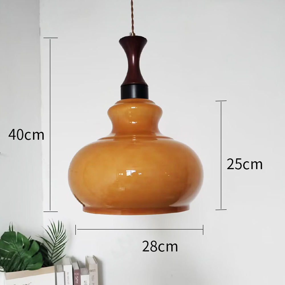 Medieval Vintage Glass Chandelier Bauhaus Restaurant Wooden Pendant Light