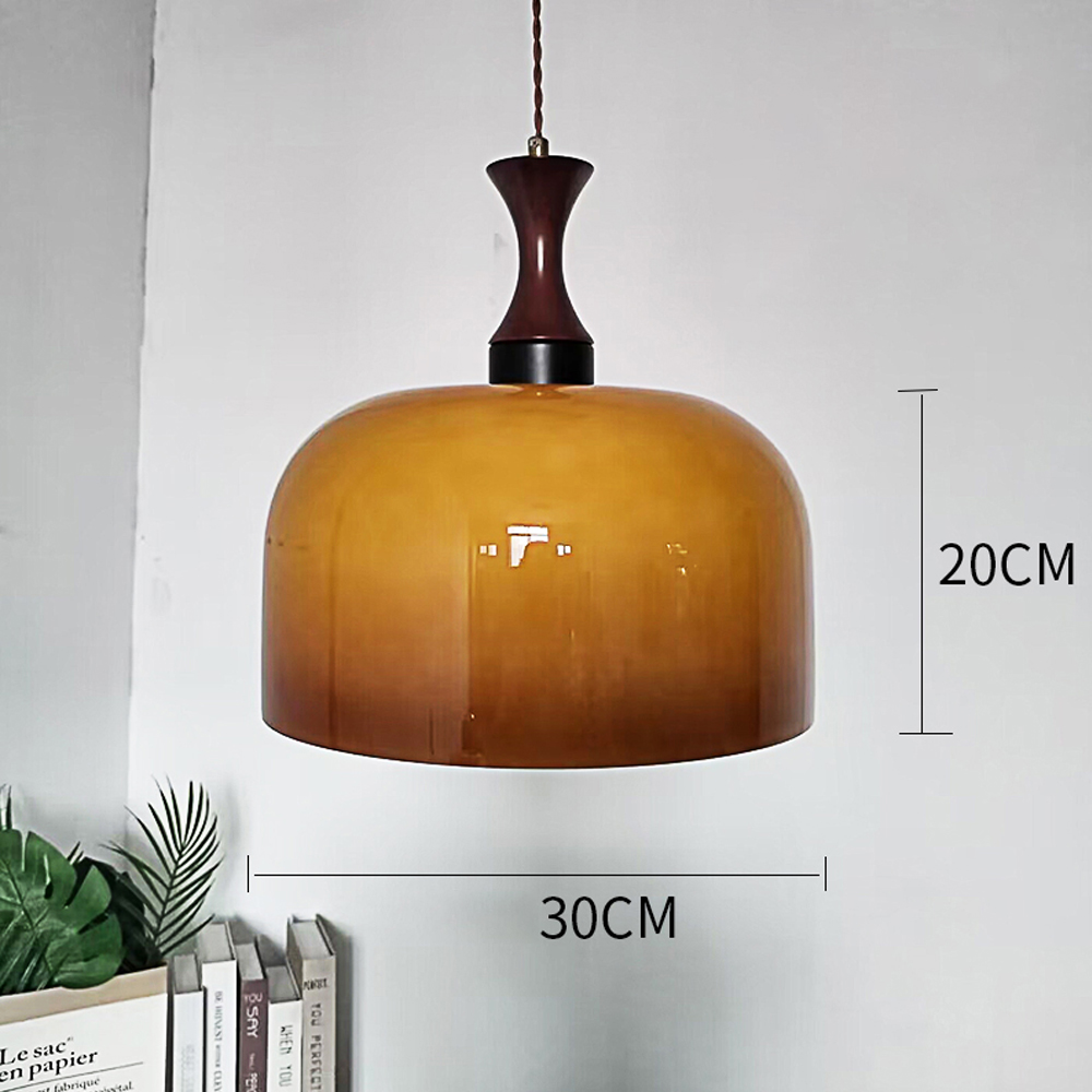 Medieval Vintage Glass Chandelier Bauhaus Restaurant Wooden Pendant Light