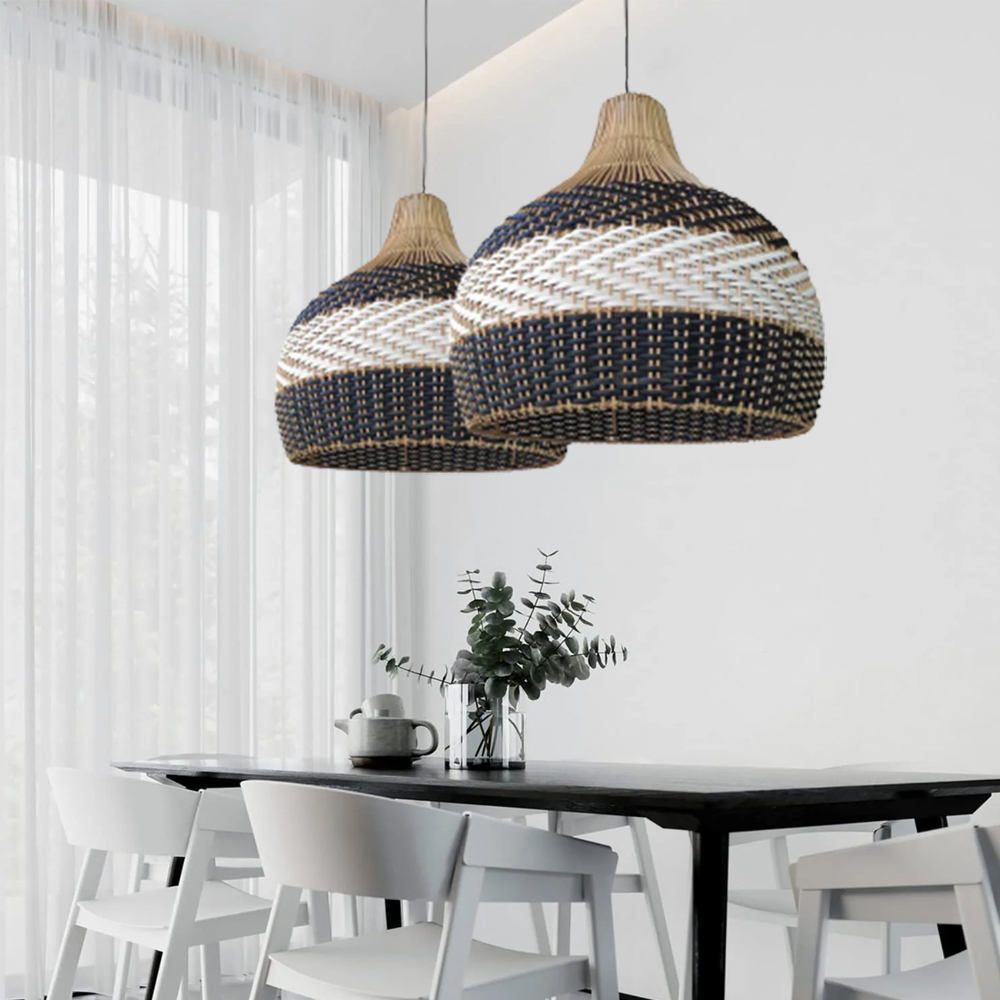 Modern Home Dining Room Decor Rattan Pendant Light Handmade Hanging Lampshade