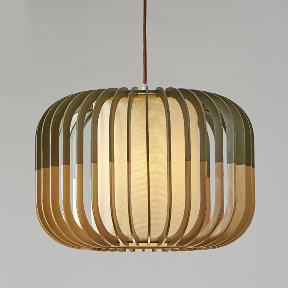 Pumpkin shaped Wooden Chandelier Handmade Nordic Hanging Lamp