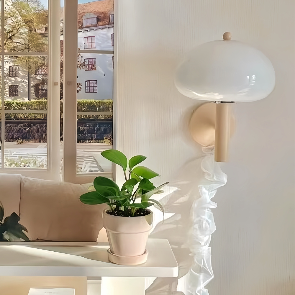 Nordic Retro Mushroom Glass Wall Lamp