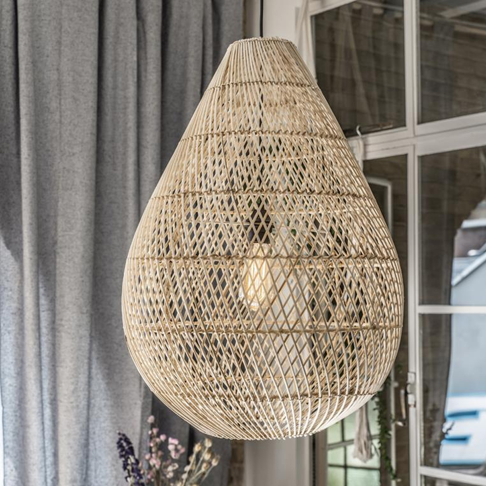 Handmade Rattan Chandelier Tear Shape Lantern Pendant Lamp