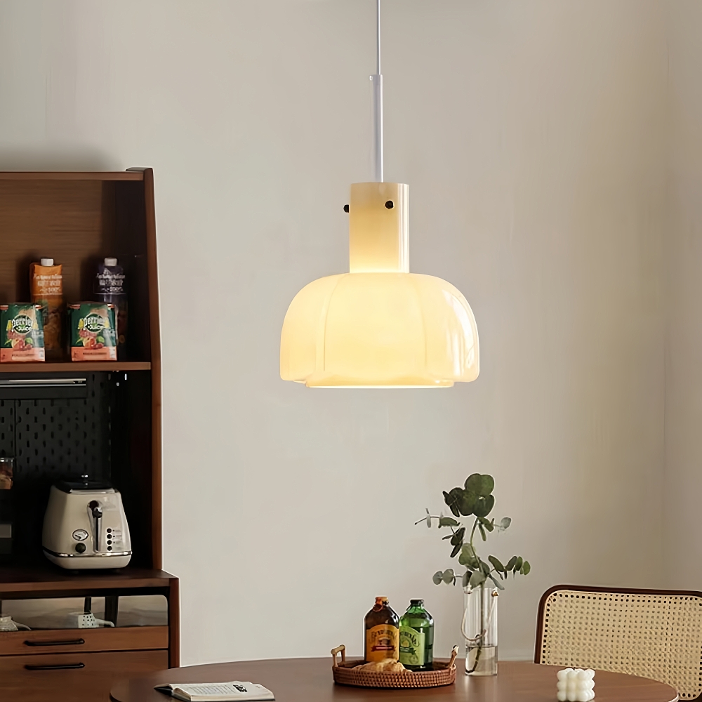 French Cream Style Glass Flower Bud Bedroom Bedside Pendent Light