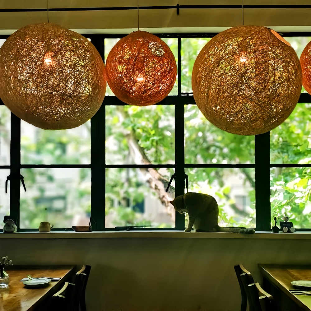 Creative Handmade Woven Colorful Rattan Woven Personalized Circular Chandelier